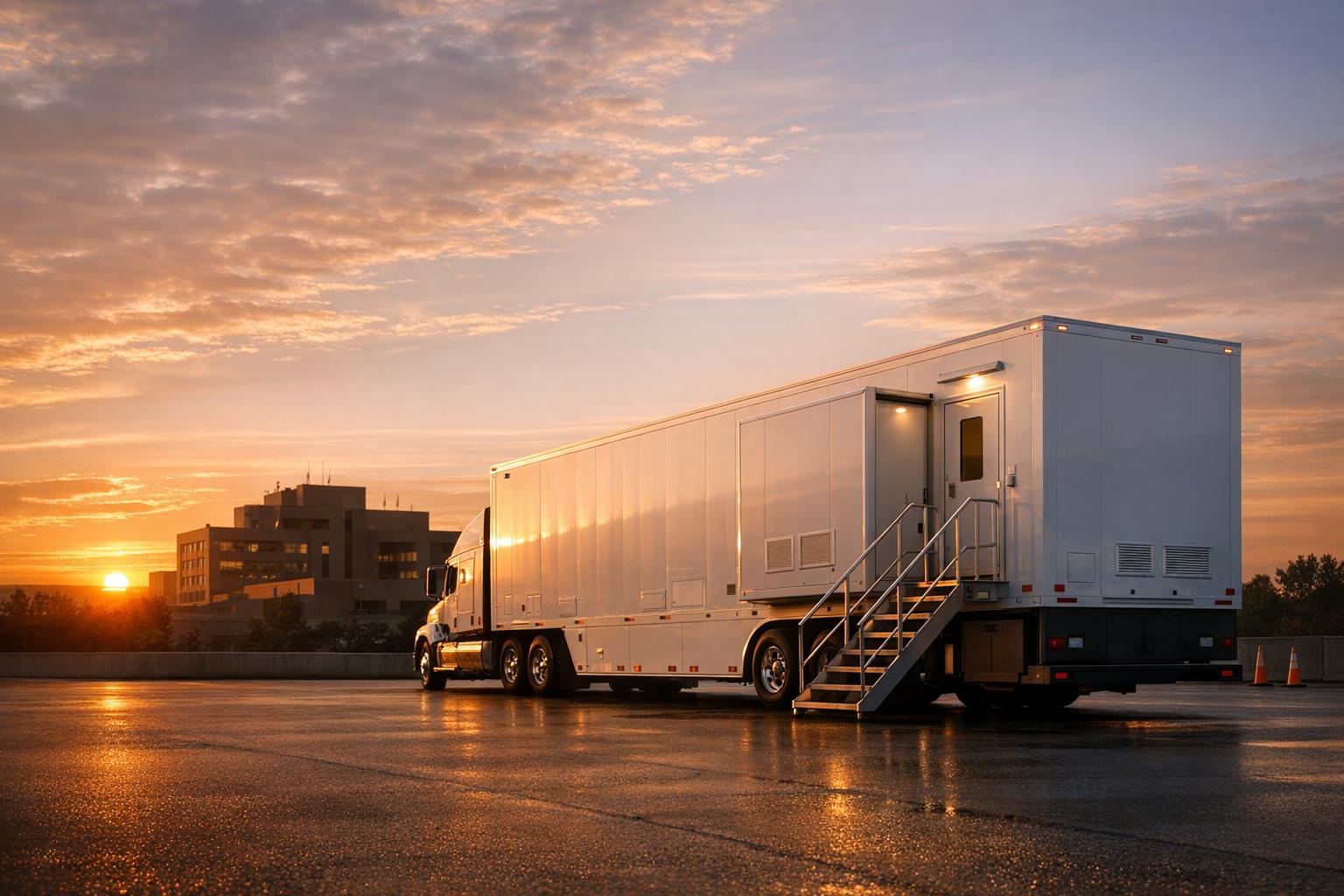 Mobile imaging trailer at hospital